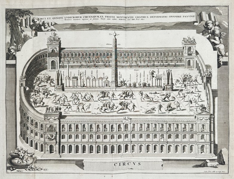 François Halma (1653–1722) – Reconstruction of the Roman Circus and Circus Games – Copperplate engraving (18th Century)