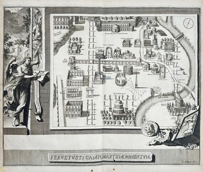 Pieter Schenk the Elder (1660–1711) – Map of the Monuments of the Ancient Campus
