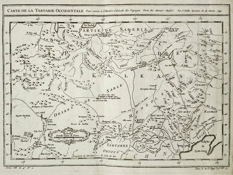 Antoine-François Prévost (1697–1763) – Map of Western Tartary (Asia) – Engraving