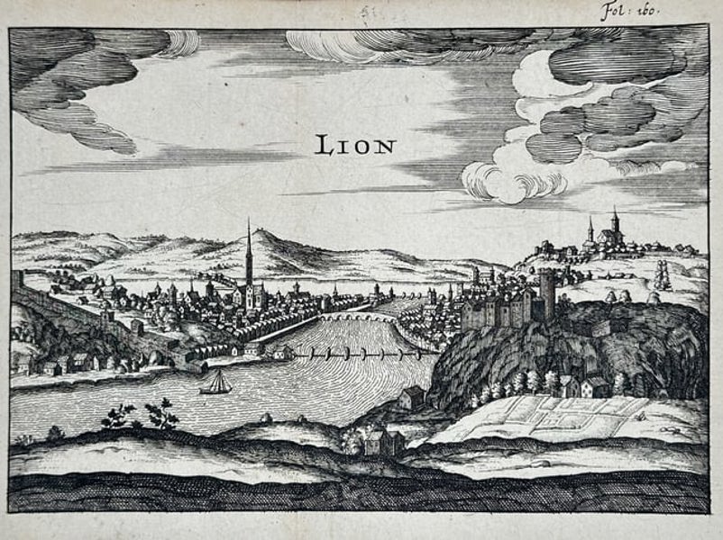 Christophe Nicolas Tassin (d. 1660) – Map of Lyon, France – Copperplate engraving