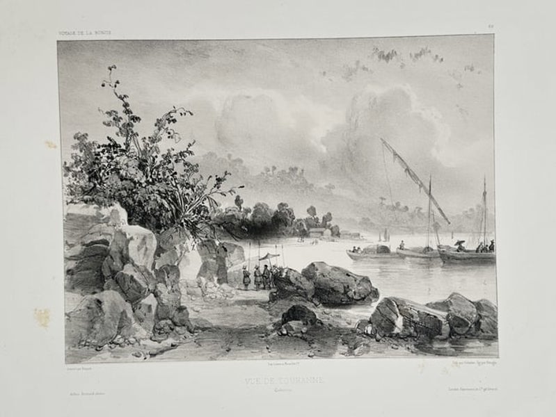 Barthélemy Lauvergne (1805–1871) – View of Tourane in Cochinchine – Lithograph