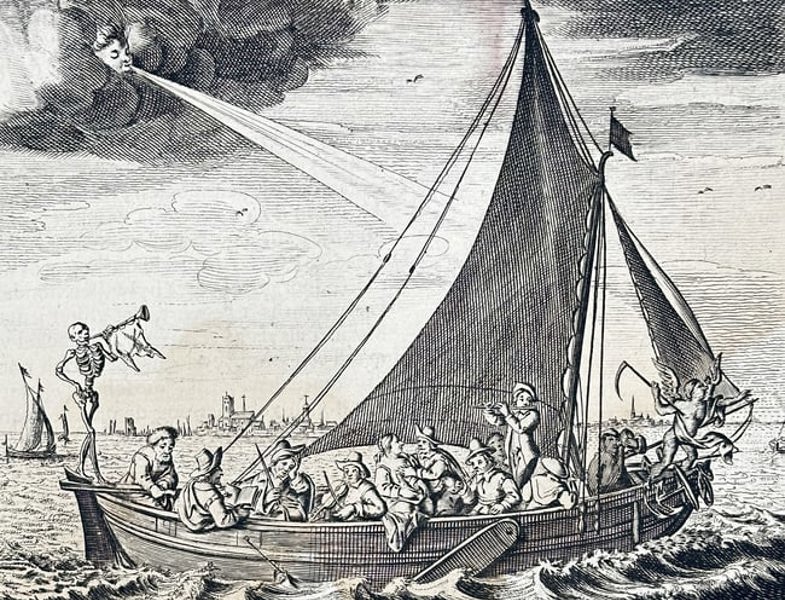 Jacob Cats – The Ship of Mortality from Alle de Wercken – Engraving (c. 1655)