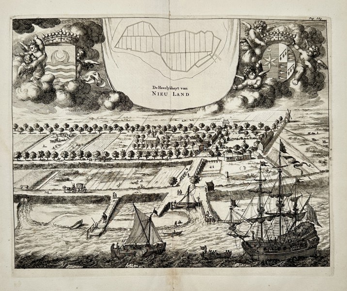 Jan Luyken (1649–1712) – View of the Seigniory of Nieuwland – Engraving (1696)
