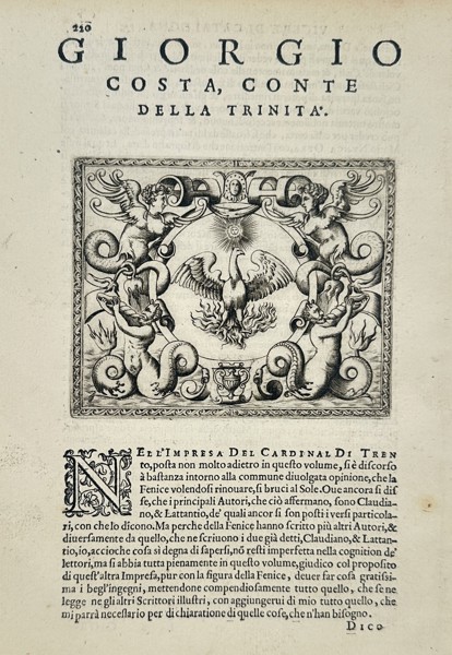 Girolamo Ruscelli (1500–1566) – Phoenix Emblem for Giorgio Costa – Engraving (1566)