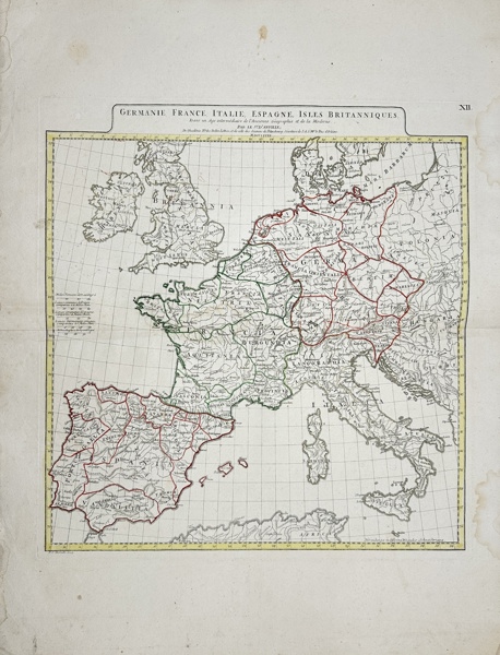 Jean-Baptiste Bourguignon d'Anville - Map of Germany, France, Italy, Spain, the British Isles / Germanie, France, Italie, Espagne, Isles Britanniques, dans un age intermediaire de l'Ancienne