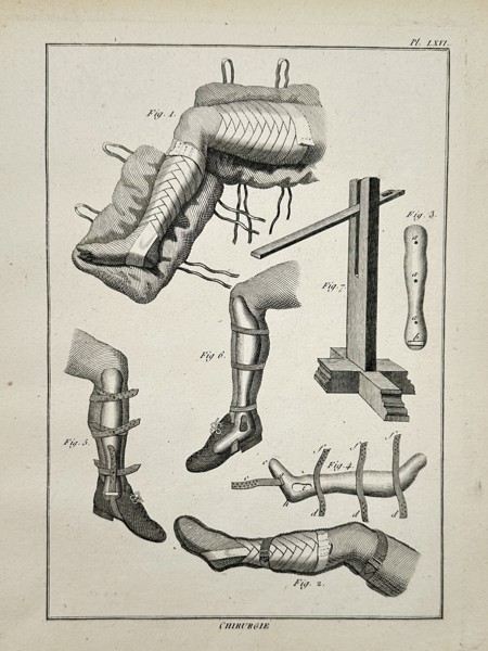 Robert Benard (1734–1777) – Surgical Braces and Orthopedic Splints – Engraving (1762)