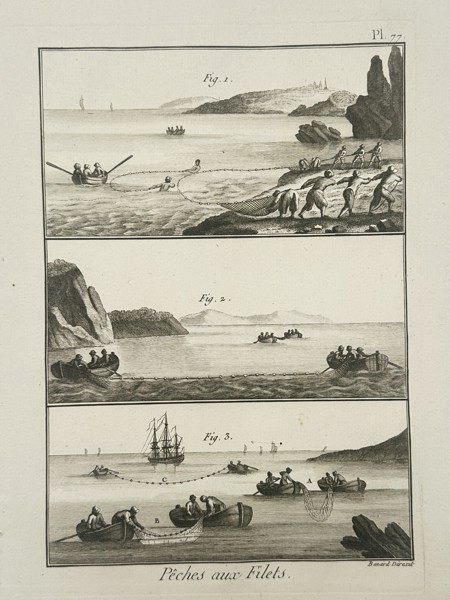 Robert Benard (1734–1777) – Various Commercial Net Fishing Techniques – Engraving (1762)