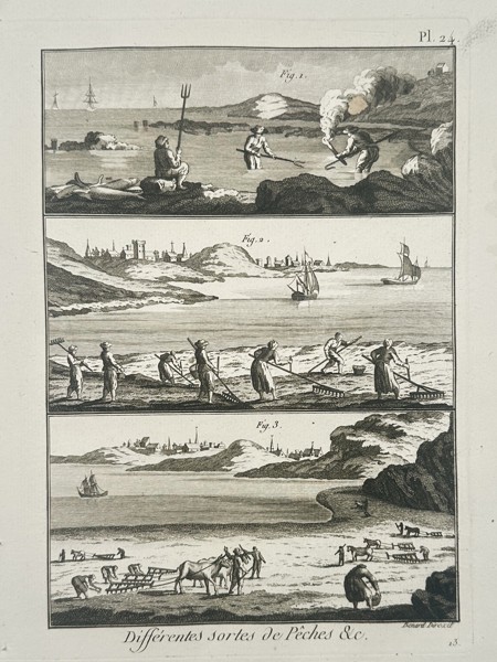 Robert Benard (1734–1777) – Various Coastal and Land-Based Fishing Methods – Engraving (1762)