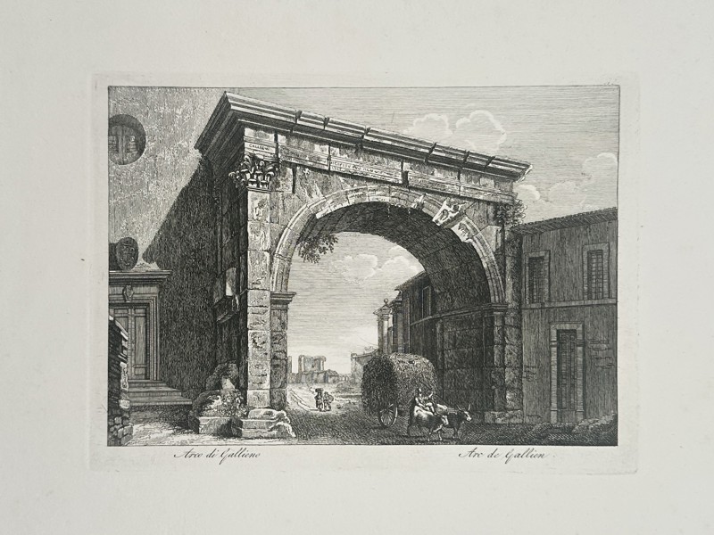 Pietro Parboni (1783–1841) – Arch of Gallienus – Rome, Italy – Etching (18th Century)