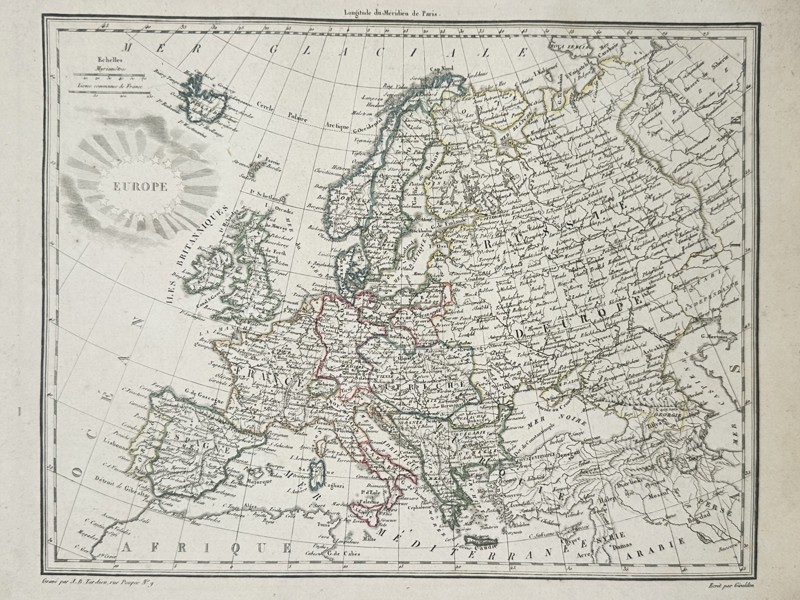 Jean-Baptiste Tardieu (1768–1837) – Map of Europe – Europe – Hand-coloured engraving (1799)