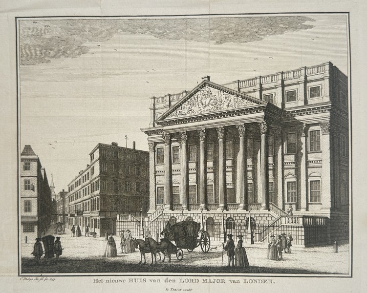 Jacobus Christian Philips (1701–1773) – View of the Mansion House – Etching (1751)