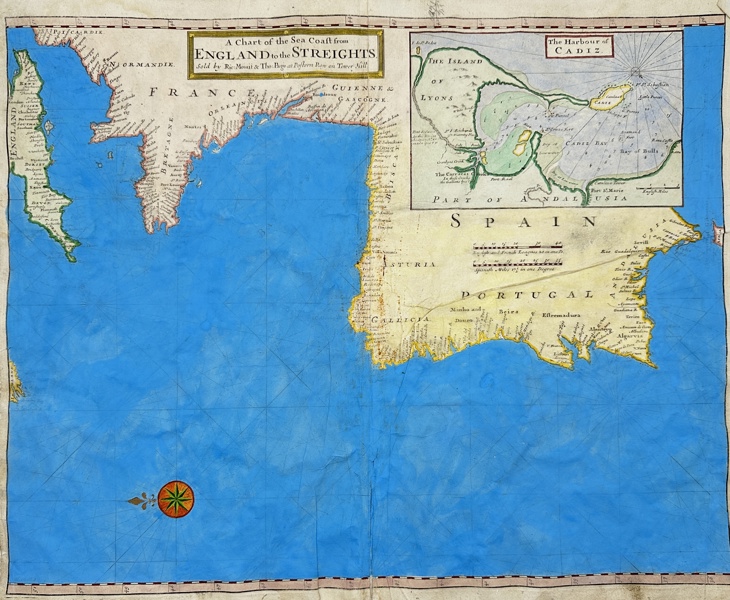 John Mount - Nautical chart of the English Channel, Bay of Biscay and Atlantic Ocean along the coasts of Spain and Portugal