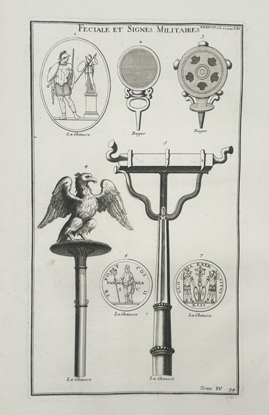 Bernard de Montfaucon (1655–1741) – Roman Military Standards and Fetials – Engraving (1719)