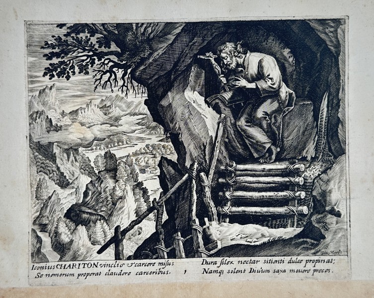 Giovanni Merlo (Active c. 1640–1660) – Saint Chariton the Confessor – Engraving (c. 1650)