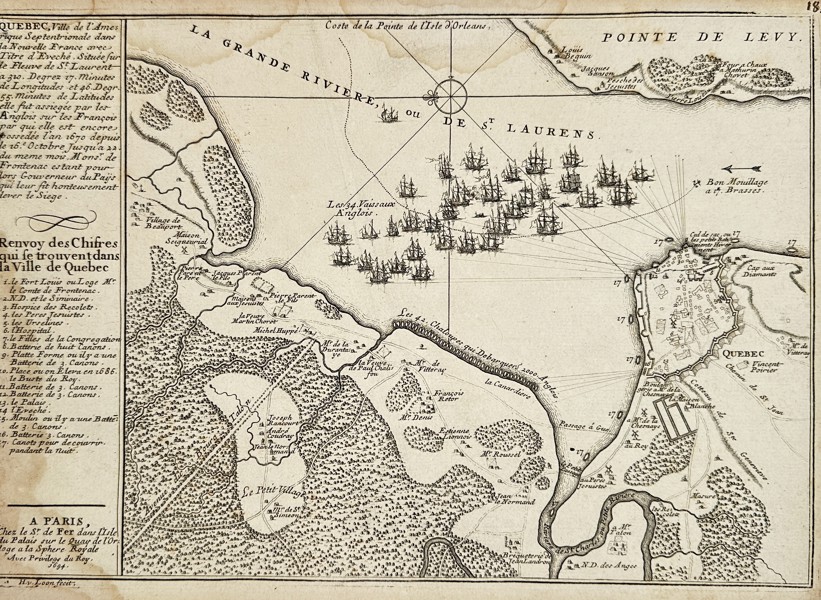 Nicolas De Fer (1646–1720) – Map of the City of Quebec – Canada – Engraving (1694)