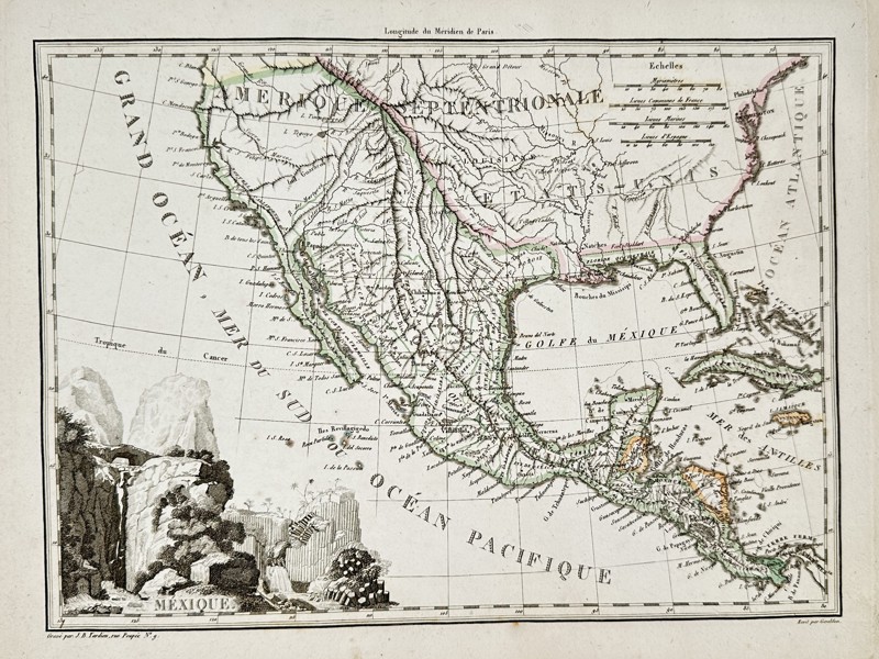 Conrad Malte-Brun (1775–1826) – Map of Mexico and Central America – North America – Hand-coloured engraving (1812)