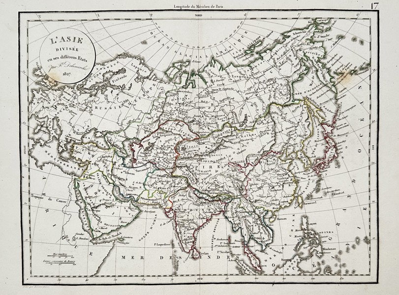 Felix Delamarche (18th-19th Century) – Map of Asia – Asia – Etching (1827)