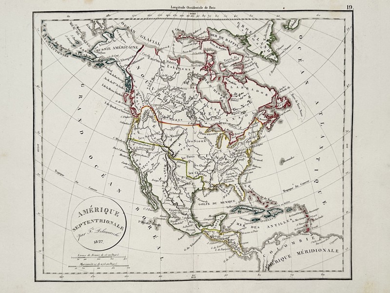 Felix Delamarche (18th-19th Century) – Map of North America – North America – Etching (1827)