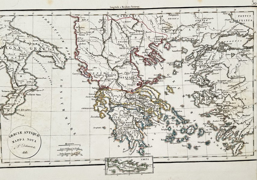 Felix Delamarche (1789-1830) – Map of Ancient Greece – Hand-coloured etching (1826)