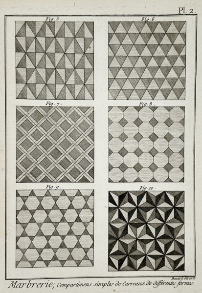 Robert Bénard (18th Century) – View of marble tiling patterns – Engraving (18th Century)