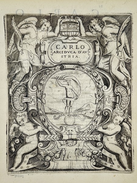 Girolamo Ruscelli (c. 1500–1566) – Page featuring Carlo, Archduke of Austria – Engraving (1566)
