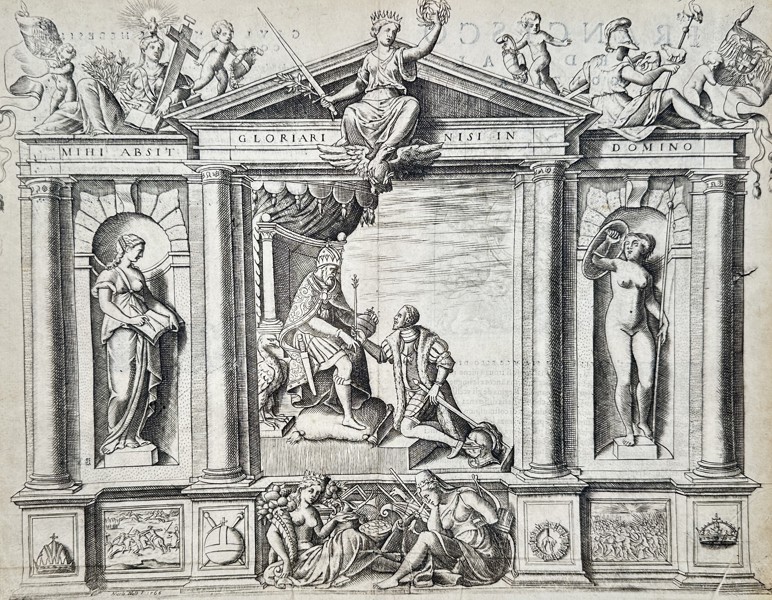 Girolamo Ruscelli (c. 1500-1566) – Frontispiece of Gloriari Nisi in Domino – Engraving (1566)