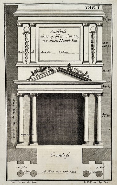 Nikolaus Goldmann (1611-1665) - Design for a large fireplace - Engraving (1696)
