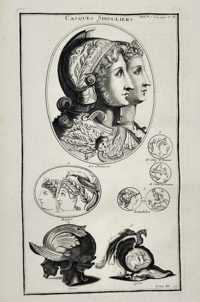 Bernard de Montfaucon (1655–1741) – Casques Singuliers (Singular Helmets) – Engraving (1719–1724)
