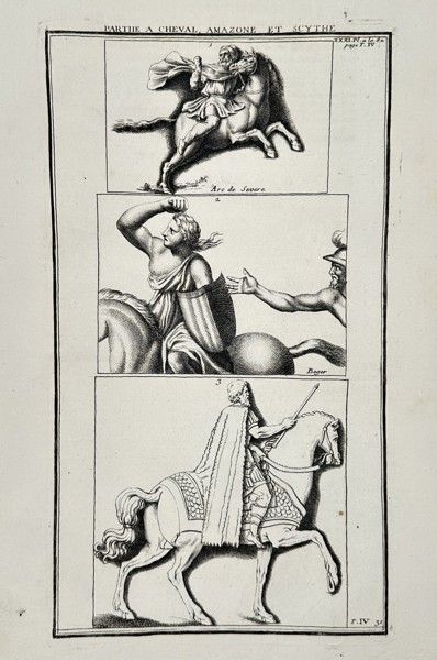 Bernard de Montfaucon (1655–1741) – View of Parthian, Amazon, and Scythian Horsemen – Engraving (1719–1724)