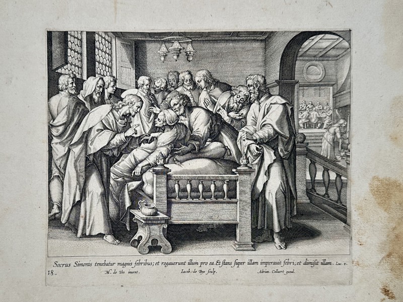 Adriaen Collaert (ca. 1560–1618) – The Healing of Simon Peter's Mother-in-Law – Engraving (ca. 1598)