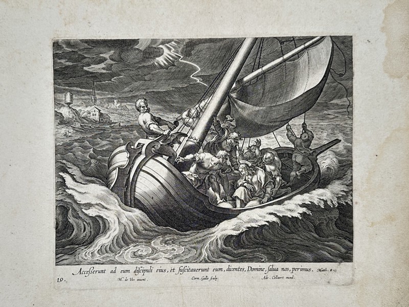 Adriaen Collaert (ca. 1560-1618) – The Calming of the Storm – Engraving (ca. 1598)