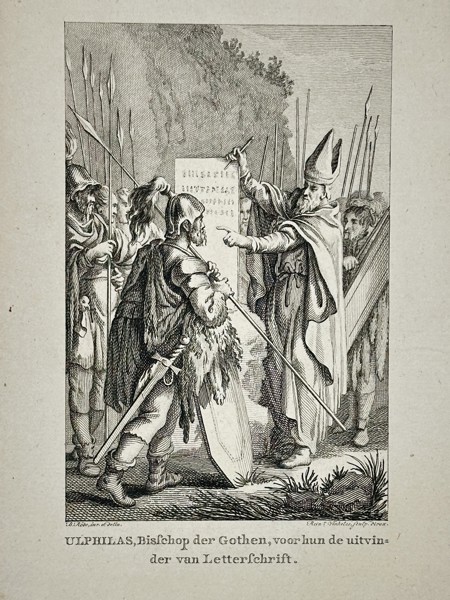 Reinier Vinkeles (1741-1816) – Ulfilas Teaching the Goths to Write – Engraving (Unknown Year)