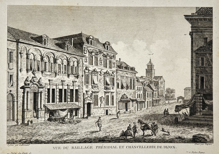 Jean-Baptiste Lallemand (1716-1803) - View of the Baillage Presidial and Chancellerie of Dijon - Etching (18th Century)