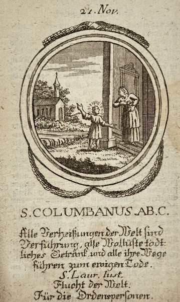 Unknown Artist – Saint Columbanus – Copperplate engraving (17th/18th Century)