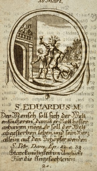 Unknown Artist - Portrait of Saint Edward the Martyr - Copperplate engraving (17th/18th Century)