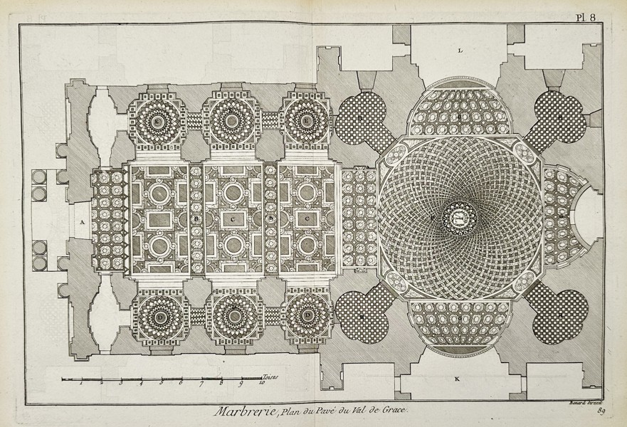 Robert Benard (1734–1777) – Marbrerie: Pavement Plan of Val-de-Grâce – Engraving (c. 1770–1780)