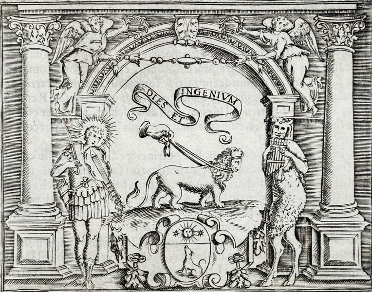 Girolamo Ruscelli (1500–1566) – Emblem of Gioseppe Antonio Canaceo – Engraving (1566)