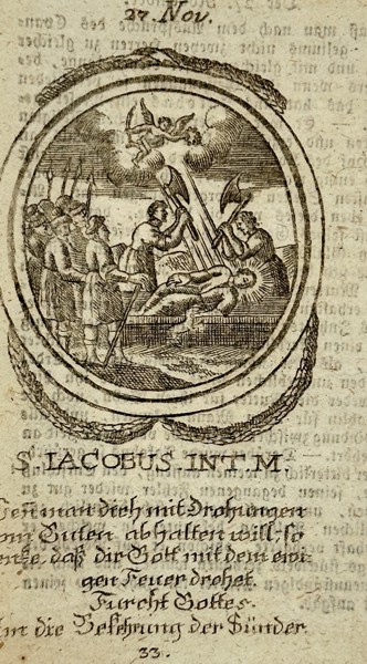 Franz Xavier Weninger (1805–1888) – The Martyrdom of Saint James Intercisus – Engraving (18th Century)