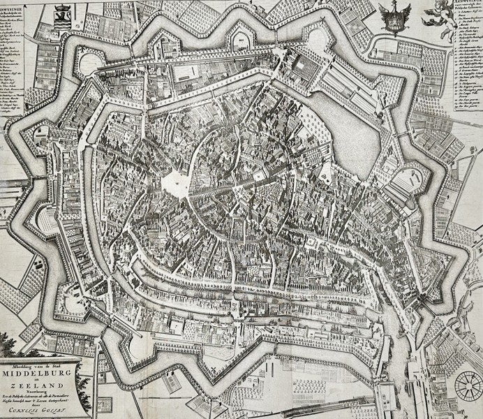 Mattheus Smallegange (1624–1710) – Map of the City of Middelburg (Zeeland) – Engraving (1696)