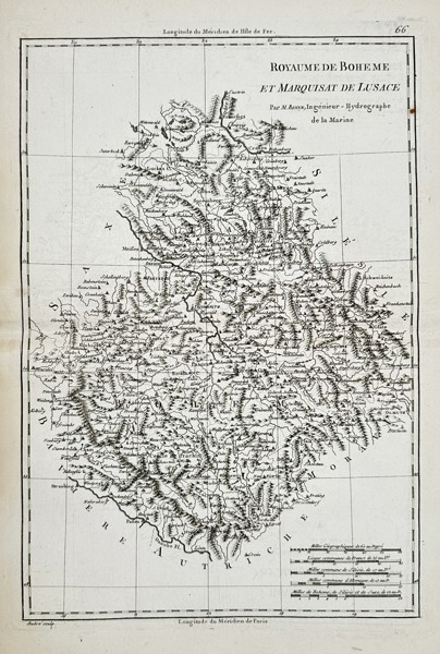 Rigobert Bonne (1727–1794) – Map of the Kingdom of Bohemia and the Margraviate of Lusatia – Czech Republic – Engraving (1780)