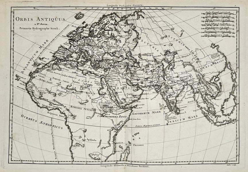Rigobert Bonne (1727–1794) – Map of the Ancient World – World – Engraving (1780)
