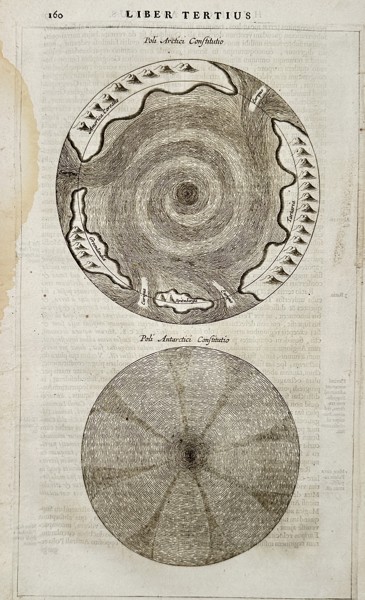 Athanasius Kircher (1602–1680) – Map of the Arctic and Antarctic Poles – World – Engraving (1665)