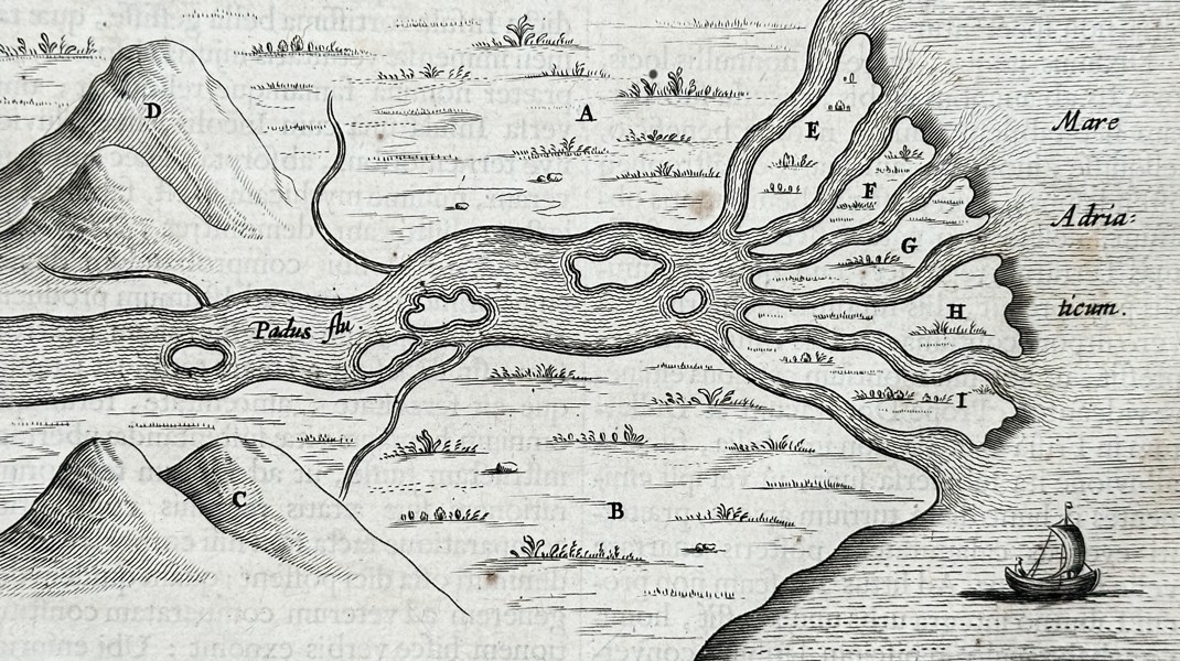 Athanasius Kircher (1602–1680) – Geological Study of River Erosion and Delta Formation – Engraving (1665)