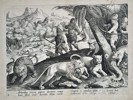 Johannes Stradanus (1523–1605) – Monkeys Gathering Pepper Under Threat of Lions – Engraving (1578)