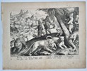 Johannes Stradanus (1523–1605) – Monkeys Gathering Pepper Under Threat of Lions – Engraving (1578)