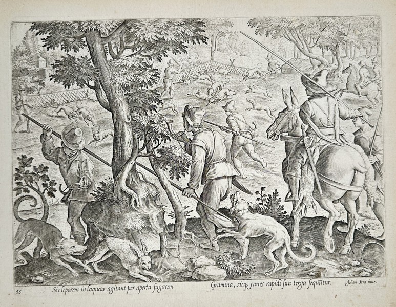 Johannes Stradanus (1523–1605) – Hunting Hares with Nets and Hounds – Engraving (1578)