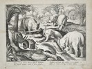 Johannes Stradanus (1523–1605) – Elephants Rescuing a Companion from a Pit – Engraving (1578)