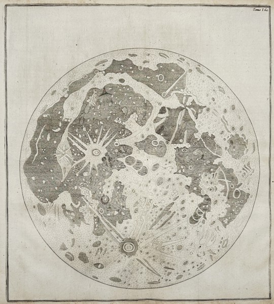 Athanasius Kircher (1602–1680) – Map of the Moon – World – Engraving (1665)