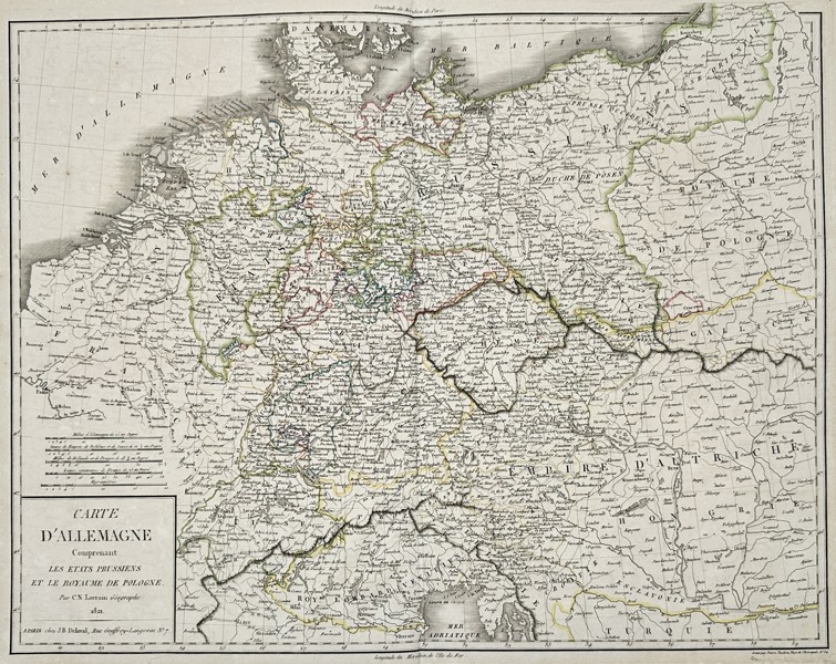 Charles-Victor Monin (Active 19th Century) – Map of Germany, Prussia, and Poland – Central Europe – Etching (1822)