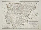 Edme Mentelle (1730–1815) – Map of Spain and Portugal – Iberian Peninsula – Etching (1818)